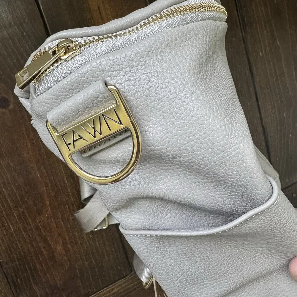 Fawn Design The Original Diaper Bag Vegan Leather Convertible NWOT Gray‎
